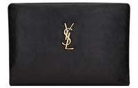 SAINT LAURENT Sheepskin Clutch Small Size Women's Black