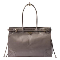 PRADA Leather Shoulder Bag Crossbody Bag Handbag Large Size Women's Asphalt Gray