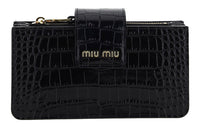 MIU MIU Leather Clutches Wallets Women's Black