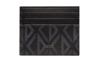 DIOR CD Diamond Canvas With Leather Wallet Card Holder Card Holder Men's Black