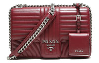 PRADA Cow Leather Shoulder Bag Crossbody Bag Women's Red