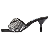 PRADA 65mm Crystal Heeled Sandals Black Satin Women's
