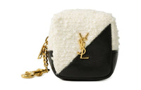 SAINT LAURENT Tweed Mixed With Lambskin Hanging Decorative Coin Purses Regular Women's Black/White