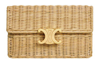 CELINE Triomphe Plant Material Cow Leather Patchwork Crossbody Bag Shoulder Bag Women's Natural Color/Tan