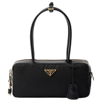 PRADA Recycled Nylon With Leather Handbag Trumpets Women's Black