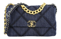 CHANEL 23C Early Spring Denim Denim Handbag Shoulder Bag Crossbody Bag Medium Size Women's Dark Blue
