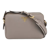 PRADA Leather Crossbody Bag Shoulder Bag Women's Gray