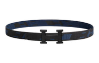 HERMES Belt Men's Blue/Black Width: 3.2cm