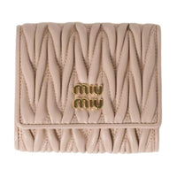 MIU MIU Matelassé Lambskin Wallet Small Size Women's Pink