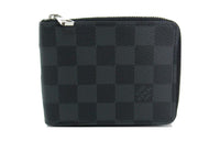 LOUIS VUITTON Zippy Damier Graphite Leather Wallet Unisex Black