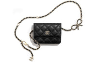 CHANEL Grain Calfskin Fanny Pack Regular Women's Black