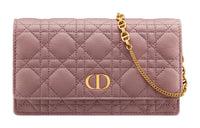 DIOR Caro Soft Cow Leather One Shoulder Crossbody Clutches Women's Peony Pink