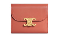 CELINE Triomphe Arc De Triomphe Calfskin Card Holder Wallet Small Size Women's Red