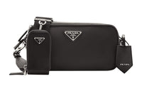 PRADA Recycled Nylon With Leather Crossbody Bag, Shoulder Bag Women's Black