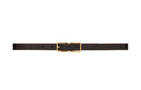 SAINT LAURENT Carved Logo Pin Buckle Leather Belts Women's Brown Width: 2CM