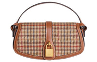 CELINE Triomphe Fabric Cow Leather Patchwork Handbag Shoulder Bag Small Size Women's Multicolor