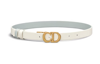 DIOR CD Smooth Belt Buckle, Horseback Double Sided Leather Belts Women's White Width  2CM