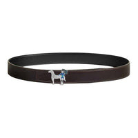 HERMES Calfskin Palladium-Plated Metal Leather Belts Unisex Brown Width: 3.2CM