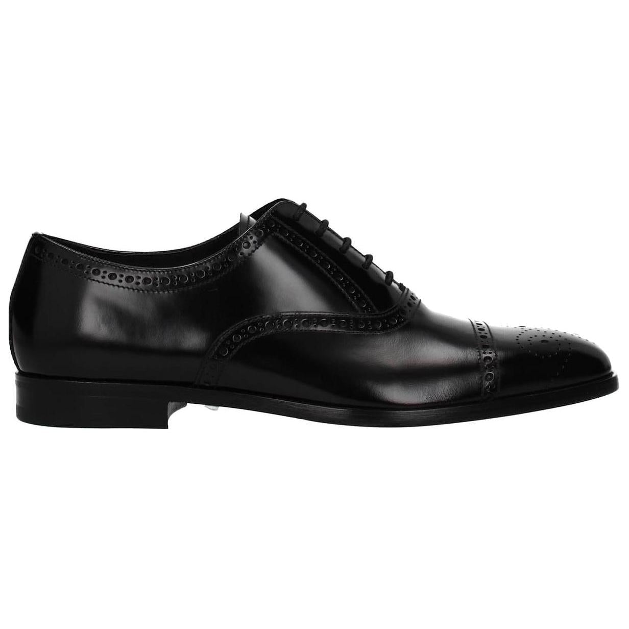PRADA Brushed Fumé Leather Oxford Shoes