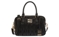 MIU MIU Matelasse Nappa Leather Top Handle Black
