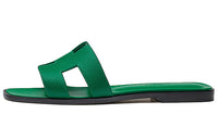 HERMES Oran Slide Slippers Women's Sapphire Green