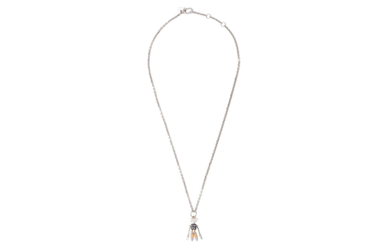 PRADA 925 Sterling Silver Enamel Palladium Necklaces Men's Silver