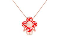 LOUIS VUITTON Vivienne Plum Flowers Pendant Pink Gold Lacquer & Diamonds
