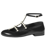CHANEL Flat Mary Jane Shoes Women's Black