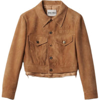 MIU MIU Logo appliqué Suede Jacket