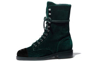 CHANEL Ankle Boots Women's High-Top Green/Black