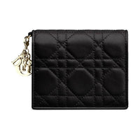 DIOR Lady Dior Sheepskin Wallet Mini Women's Black