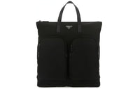PRADA Nylon Fabric Cow Leather Handbag Men's Black