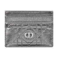 DIOR Caro Calfskin Card Holder Women's Silver Gray