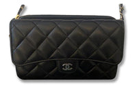 CHANEL Sheepskin Cell Phone Pouch Shoulder Bag Crossbody Bag Regular Women's Black