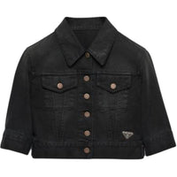 PRADA Triangle Logo Cropped Denim Jacket