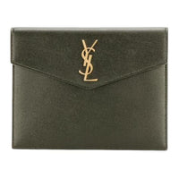 SAINT LAURENT Calfskin Envelope Clutch Women's Black