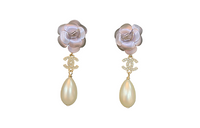 CHANEL Stud Earrings Women's Beige
