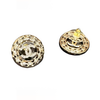 CHANEL Crystal Earrings Women's Gold