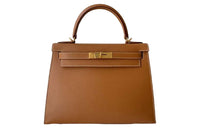 HERMES Kelly Epsom Leather Kelly Bag Handbag Regular Women's Gold Brown