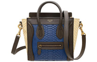 CELINE Python Skin Shoulder Bag, Crossbody Bag, Handbag Women's Blue/Beige/Black