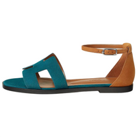 HERMES Santorini Strap Sandals Women's Blue Brown