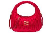MIU MIU Matelassé Satin Portable Crossbody Bag, Shoulder Bag Regular Women's Red
