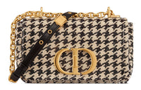 DIOR Caro Beaded Houndstooth Embroidery Shoulder Bag Crossbody Bag Small Size Women's Black/Beige