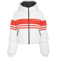 PRADA Striped Puffer Coat 'White/Red'