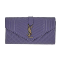 SAINT LAURENT Calfskin Envelope Bag Wallets Large Size Women's Purple