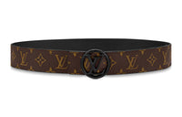 LOUIS VUITTON CIRCLE Double Sided, Smooth Buckle Leather Belts Men's Brown Black 4cm