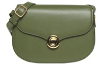Loro Piana Leather Saddle Bag Shoulder Bag Crossbody Bag Small Size Women's Dark Green