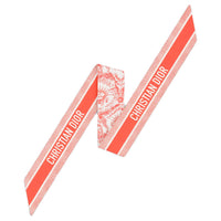 DIOR Silk Silk Scarves Women's White/Coral