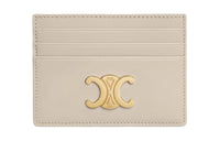 CELINE Triomphe Arc De Triomphe Shiny Cow Leather Card Holder Women's Light Stone Color