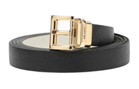 PRADA Double-Sided Design Leather Belts Women's Black Width 1.5CM